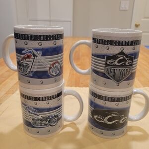 🏍EUC~  ORANGE COUNTY CHOPPERS NY MUGS SET OF 4